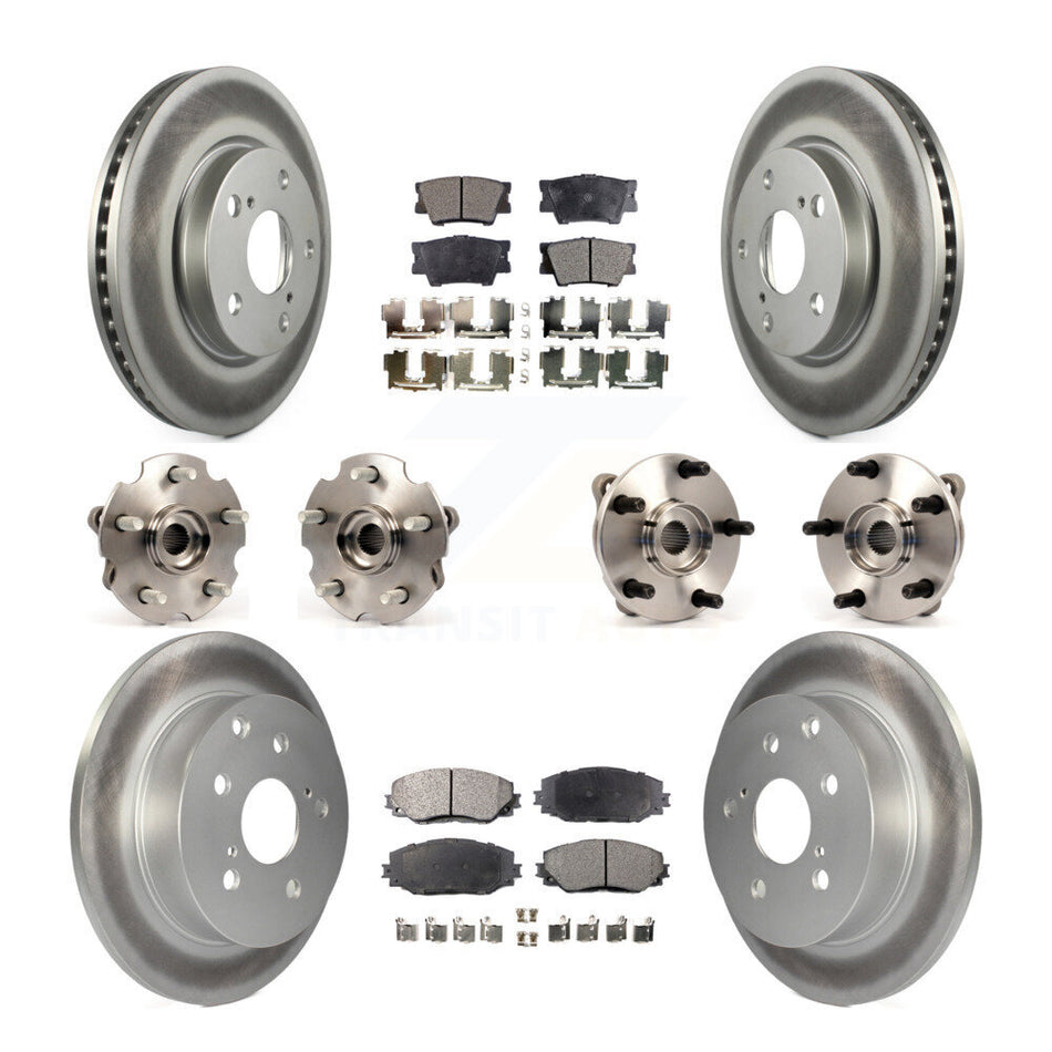 Front Rear Hub Bearings Assembly Coated Disc Brake Rotors And Ceramic Pads Kit (10Pc) For Toyota RAV4 Without 3rd Row Seating KBB-112711