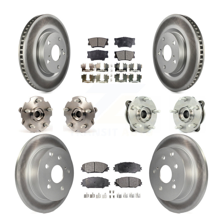 Front Rear Hub Bearings Assembly Coated Disc Brake Rotors And Ceramic Pads Kit (10Pc) For Toyota RAV4 KBB-112712