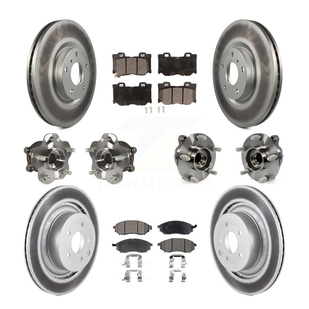 Front Rear Hub Bearing Coated Disc Brake Rotor And Ceramic Pad Kit (10Pc) For Nissan 370Z KBB-112717