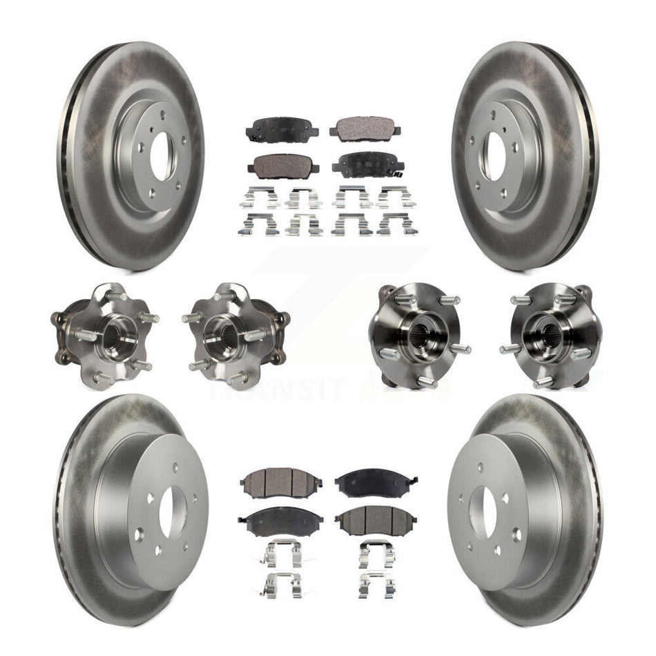 Front Rear Hub Bearing Coated Brake Rotor Pads Kit (10Pc) For 2015-2017 INFINITI QX70 AWD KBB-112725