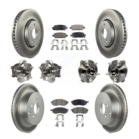 Front Rear Hub Bearing Coated Disc Brake Rotor Pads Kit (10Pc) For INFINITI FX35 FX37 AWD KBB-112727