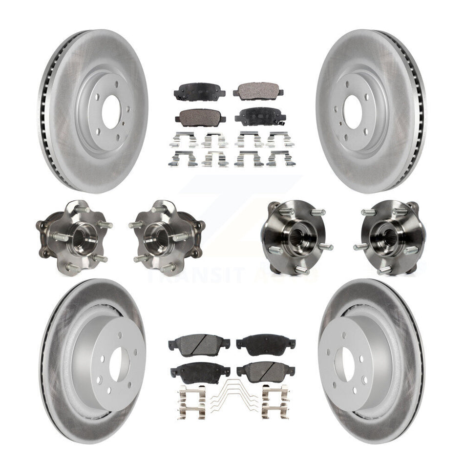 Front Rear Hub Bearings Coated Disc Brake Rotors And Pads Kit (10Pc) For INFINITI G35 Q60 KBB-112728
