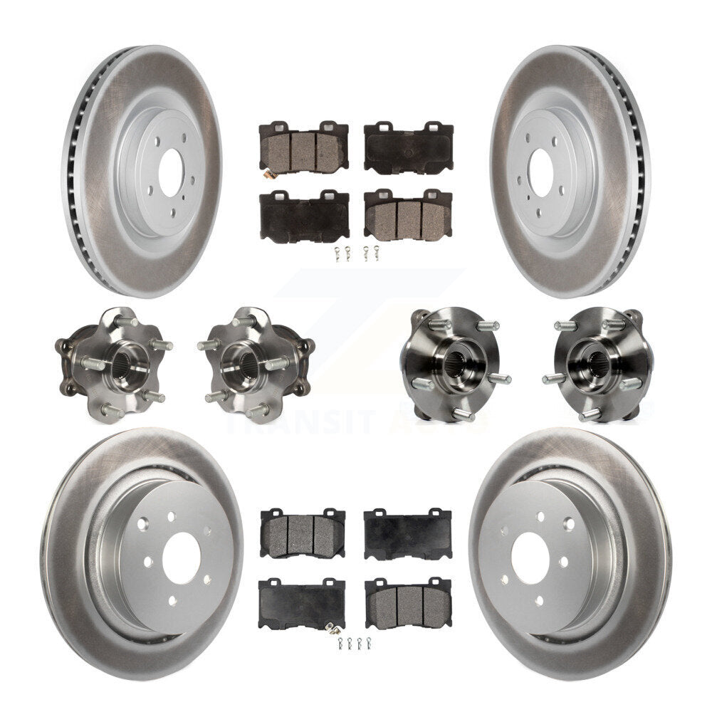 Front Rear Hub Bearings Coated Disc Brake Rotors And Pads Kit (10Pc) For INFINITI FX50 KBB-112730