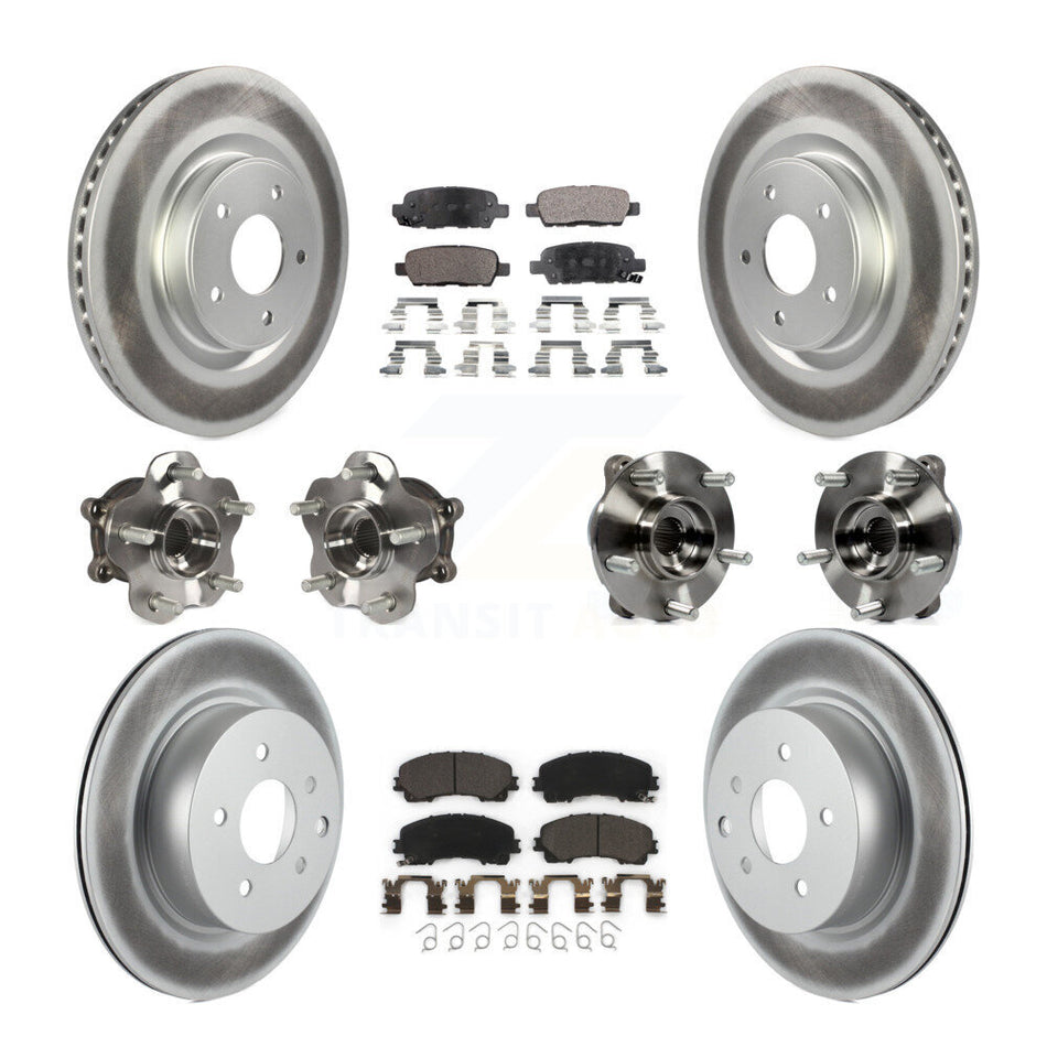 Front Rear Hub Bearing Coated Brake Rotor Pads Kit (10Pc) For 2016-2017 INFINITI QX50 AWD KBB-112732