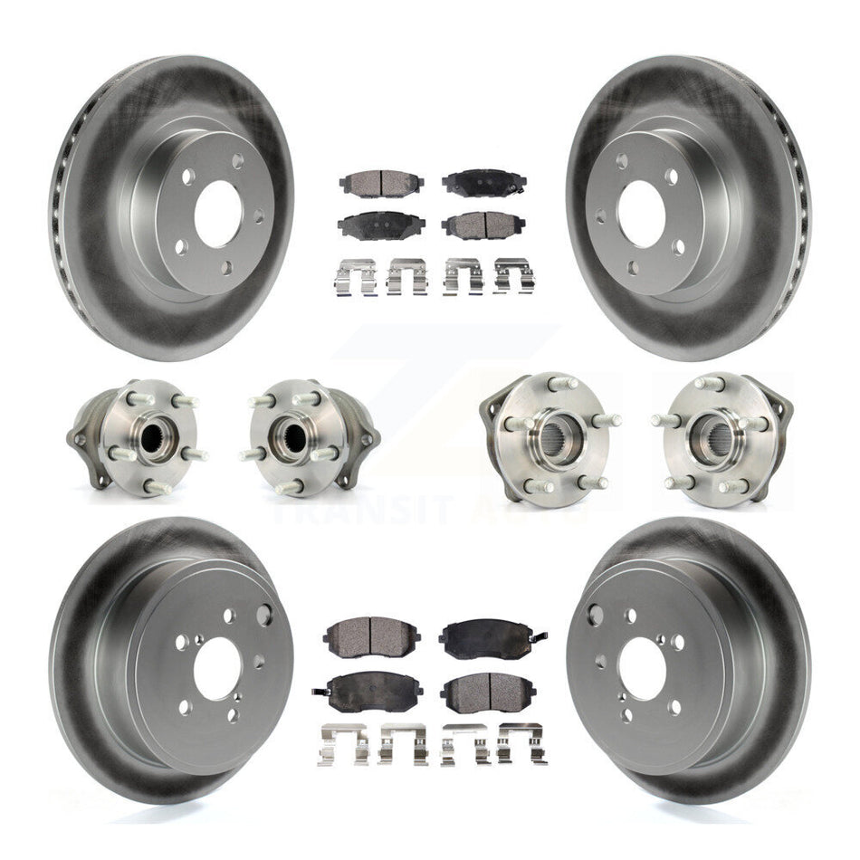 Front Rear Hub Bearings Assembly Coated Disc Brake Rotors And Ceramic Pads Kit (10Pc) For Subaru Impreza KBB-112746