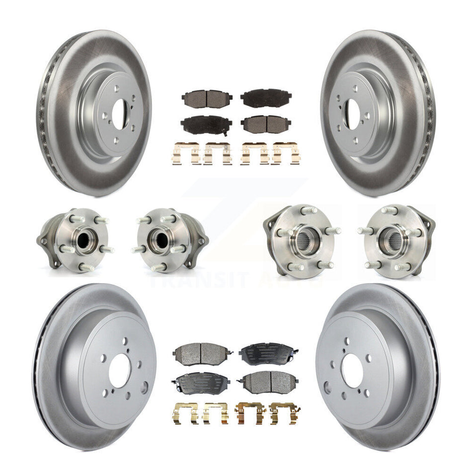 Front Rear Hub Bearings Assembly Coated Disc Brake Rotors And Ceramic Pads Kit (10Pc) For Subaru Outback Legacy KBB-112749