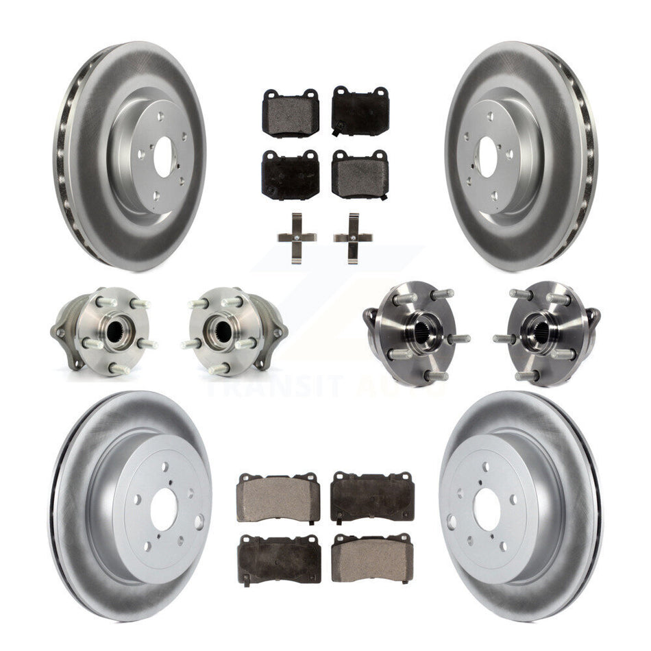 Front Rear Hub Bearings Assembly Coated Disc Brake Rotors And Ceramic Pads Kit (10Pc) For Subaru Impreza WRX STI KBB-112750