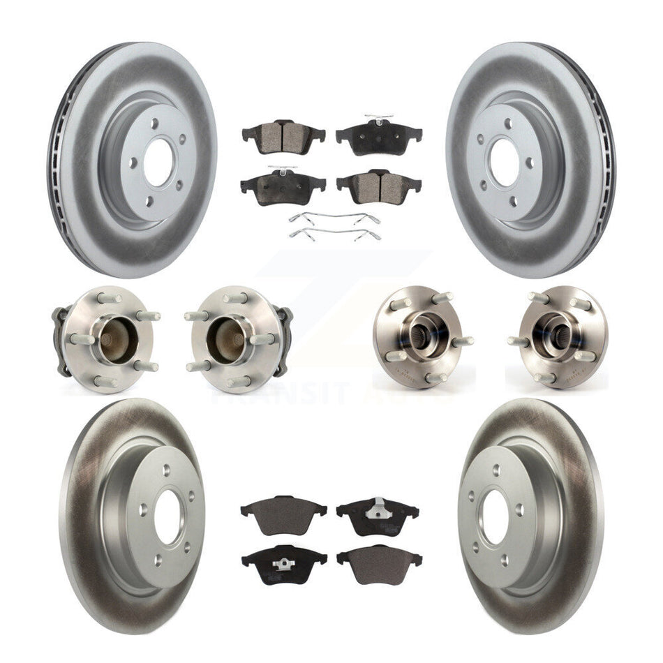 Front Rear Hub Bearings Assembly Coated Disc Brake Rotors And Ceramic Pads Kit (10Pc) For Volvo S40 C70 V50 With 320mm Diameter Rotor KBB-112760