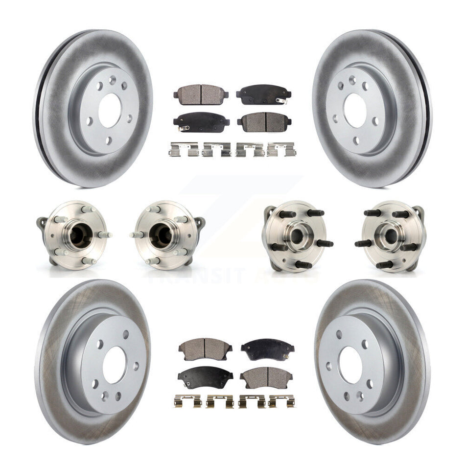 Front Rear Hub Bearings Assembly Coated Disc Brake Rotors And Ceramic Pads Kit (10Pc) For 2011-2012 Chevrolet Cruze KBB-112777