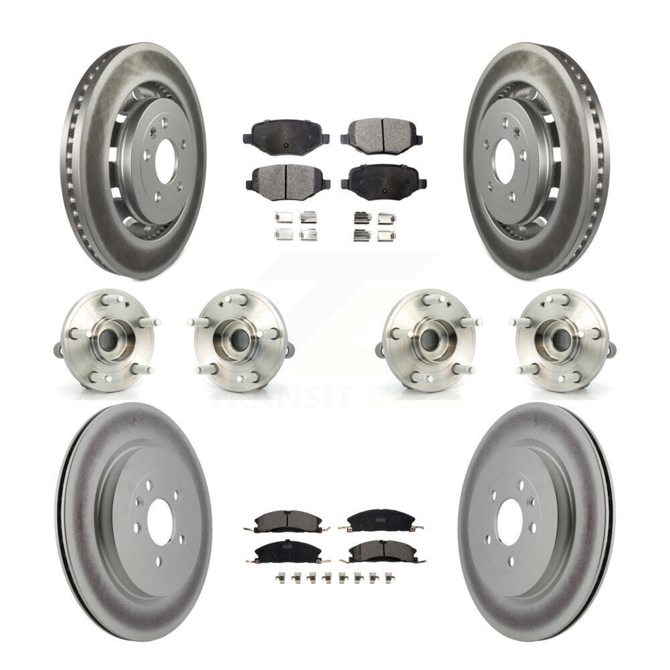 Front Rear Hub Bearings Assembly Coated Disc Brake Rotors And Ceramic Pads Kit (10Pc) For Ford Explorer Police Interceptor Utility KBB-112782