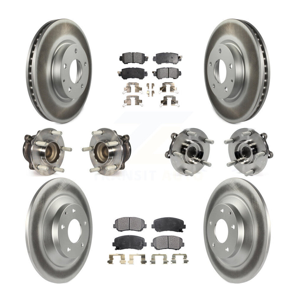 Front Rear Hub Bearings Assembly Coated Disc Brake Rotors And Ceramic Pads Kit (10Pc) For Mazda CX-5 FWD KBB-112796