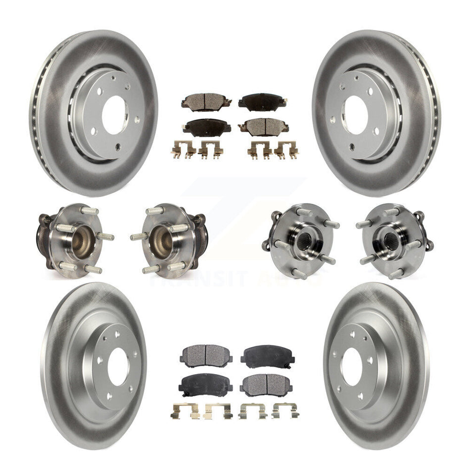 Front Rear Hub Bearings Assembly Coated Disc Brake Rotors And Ceramic Pads Kit (10Pc) For Mazda CX-5 KBB-112799