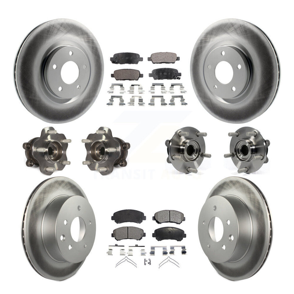Front Rear Hub Bearings Assembly Coated Disc Brake Rotors And Ceramic Pads Kit (10Pc) For Nissan Juke KBB-112806