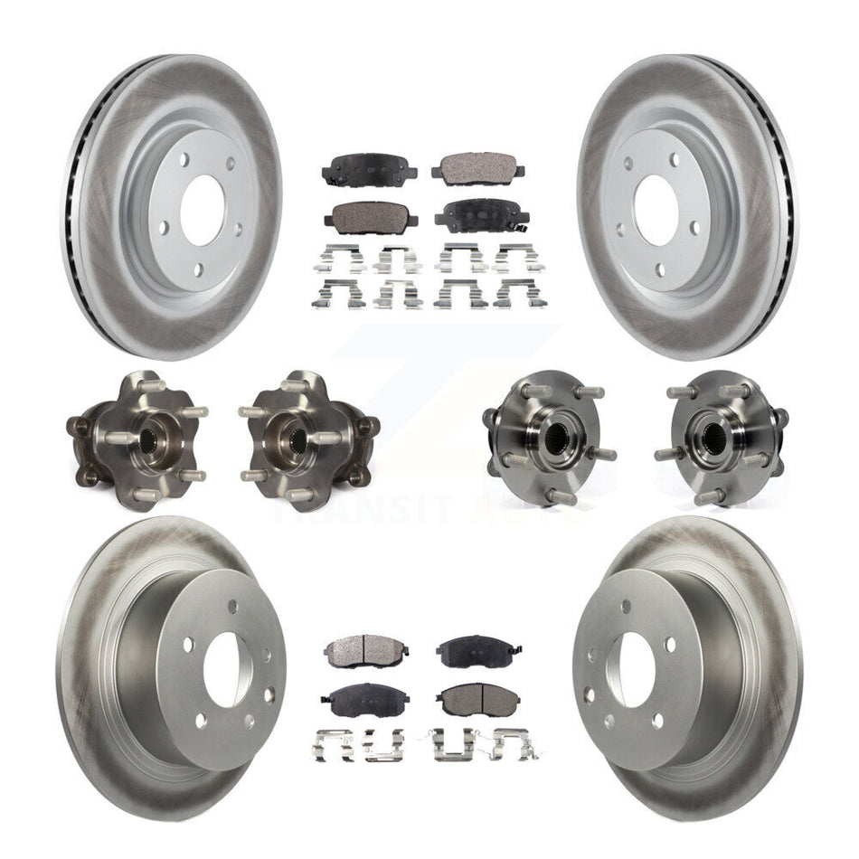 Front Rear Hub Bearings Assembly Coated Disc Brake Rotors And Ceramic Pads Kit (10Pc) For Nissan Juke KBB-112807