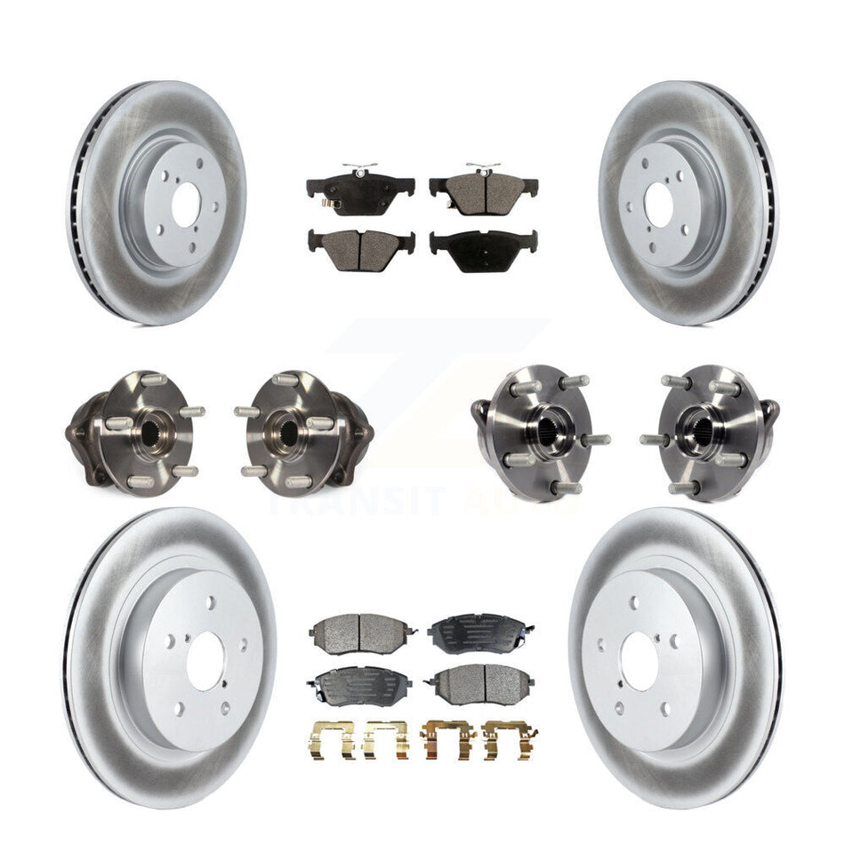 Front Rear Hub Bearings Assembly Coated Disc Brake Rotors And Ceramic Pads Kit (10Pc) For Subaru Outback Legacy WRX KBB-112810