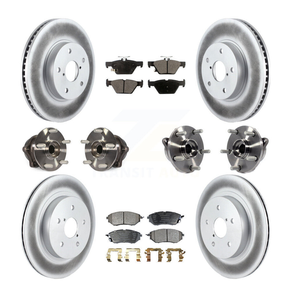Front Rear Hub Bearings Assembly Coated Disc Brake Rotors And Ceramic Pads Kit (10Pc) For 2015 Subaru Legacy 2.5L KBB-112811