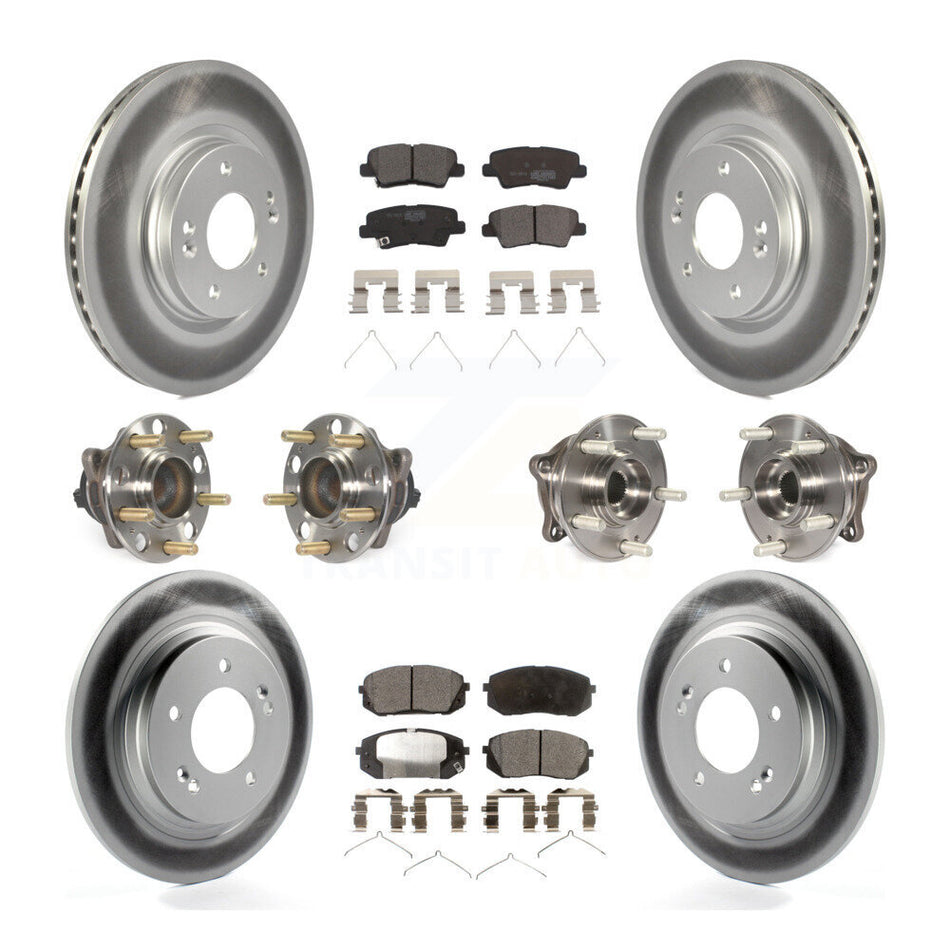 Front Rear Hub Bearings Assembly Coated Disc Brake Rotors And Ceramic Pads Kit (10Pc) For Kia Optima With Electric Parking KBB-112828