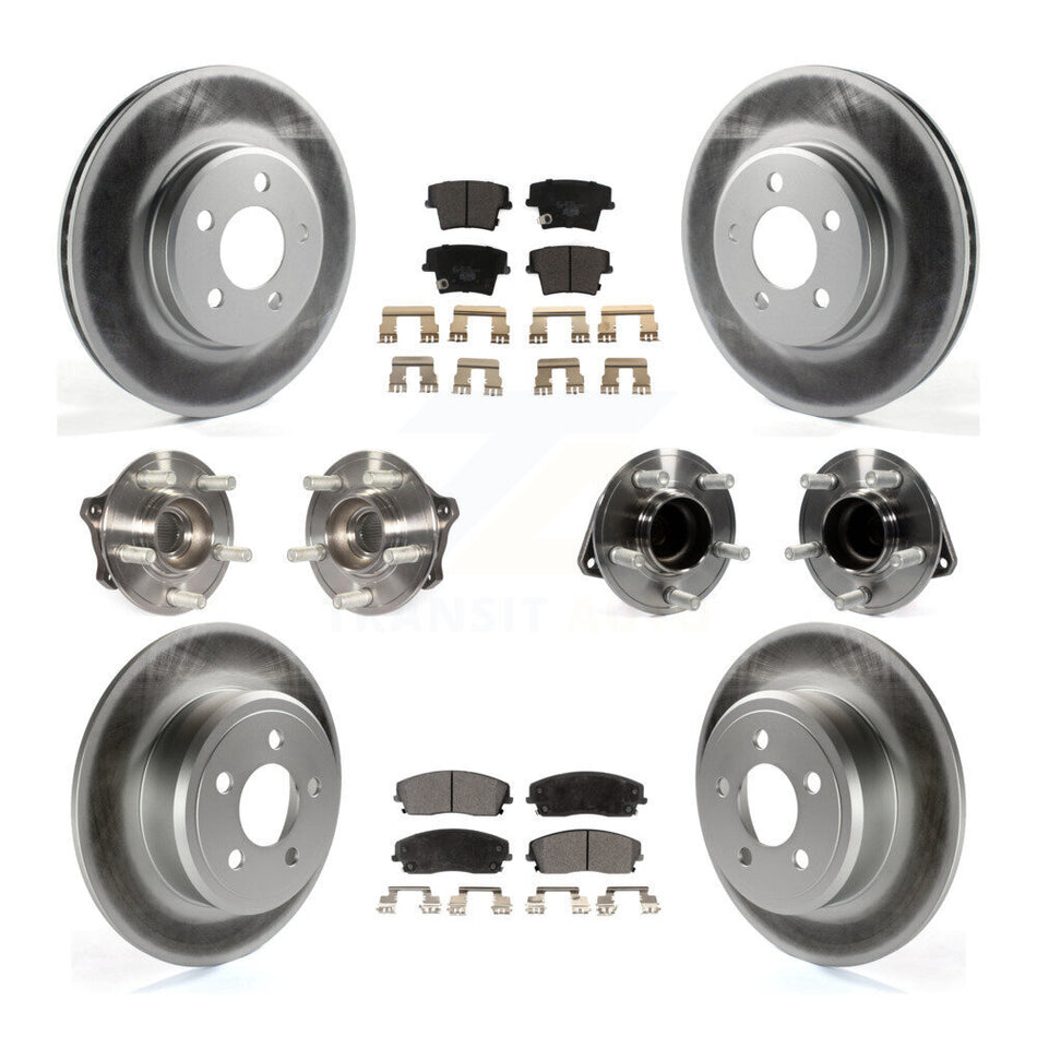 Front Rear Hub Bearings Assembly Coated Disc Brake Rotors And Ceramic Pads Kit (10Pc) For Dodge Charger Chrysler 300 Challenger KBB-112833
