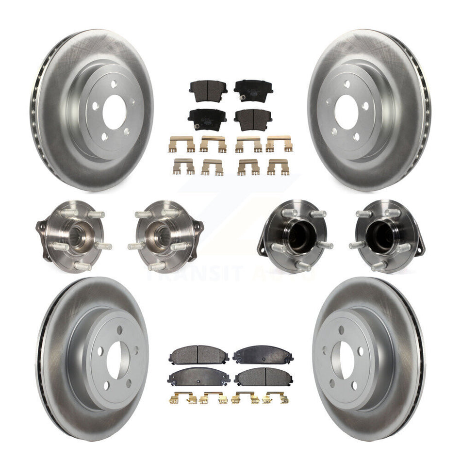 Front Rear Hub Bearings Assembly Coated Disc Brake Rotors And Ceramic Pads Kit (10Pc) For Dodge Challenger Chrysler 300 Charger KBB-112834