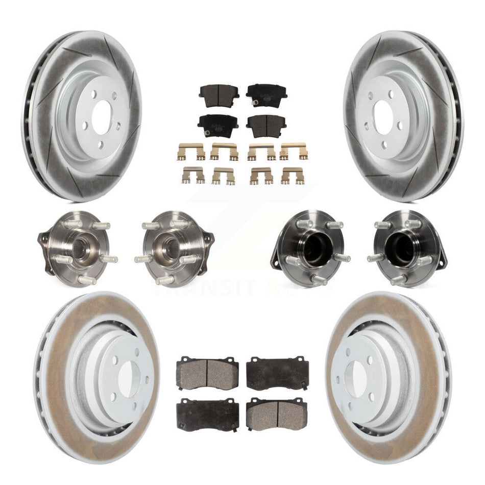 Front Rear Hub Bearings Assembly Coated Disc Brake Rotors And Ceramic Pads Kit (10Pc) For 2015 Dodge Charger R T Scat Pack with RWD 6.4L KBB-112837