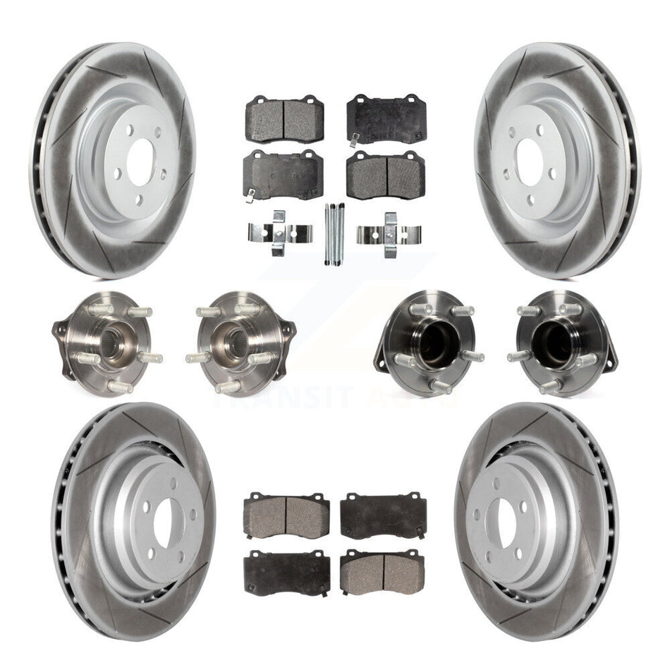 Front Rear Hub Bearings Assembly Coated Disc Brake Rotors And Ceramic Pads Kit (10Pc) For Dodge Charger Challenger KBB-112838