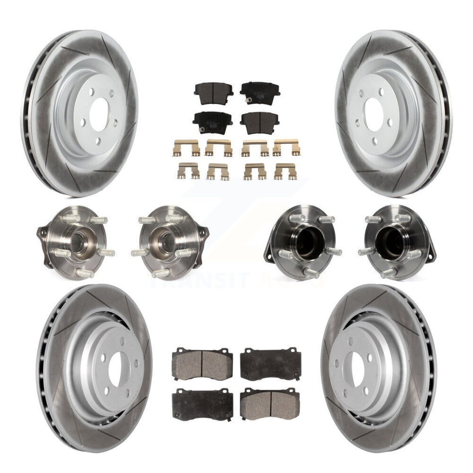 Front Rear Hub Bearings Assembly Coated Disc Brake Rotors And Ceramic Pads Kit (10Pc) For 2015 Dodge Charger R T Scat Pack with RWD 6.4L KBB-112839