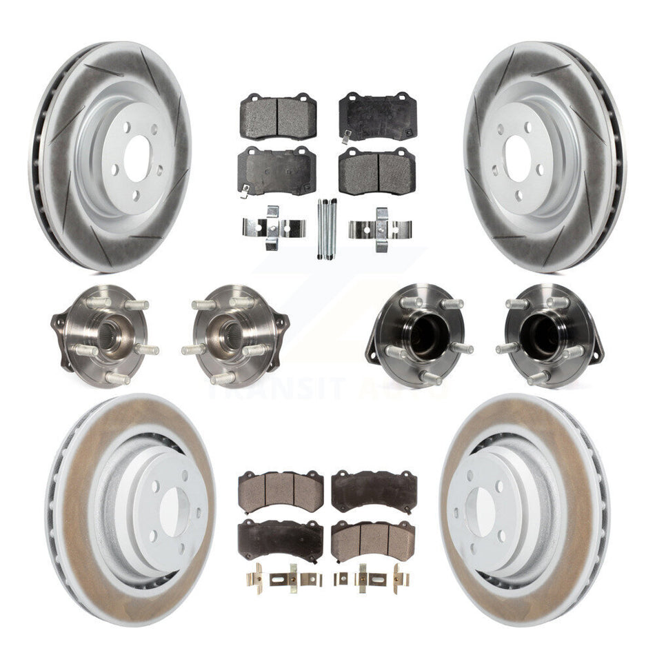 Front Rear Hub Bearings Assembly Coated Disc Brake Rotors And Ceramic Pads Kit (10Pc) For Dodge Challenger Charger KBB-112840