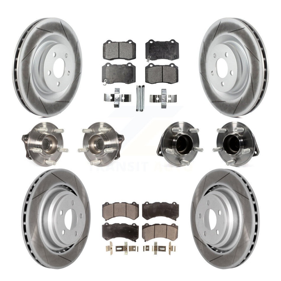 Front Rear Hub Bearings Assembly Coated Disc Brake Rotors And Ceramic Pads Kit (10Pc) For Dodge Challenger Charger KBB-112841