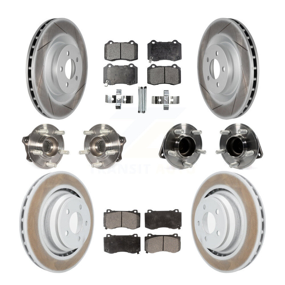 Front Rear Hub Bearings Assembly Coated Disc Brake Rotors And Ceramic Pads Kit (10Pc) For Dodge Charger Challenger KBB-112842