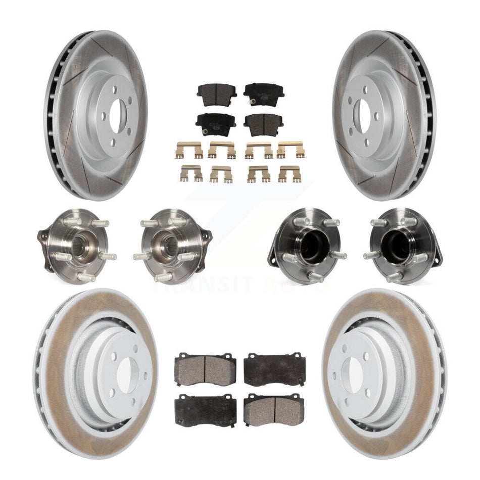 Front Rear Hub Bearings Assembly Coated Disc Brake Rotors And Ceramic Pads Kit (10Pc) For 2015 Dodge Charger R T Scat Pack with RWD 6.4L KBB-112843