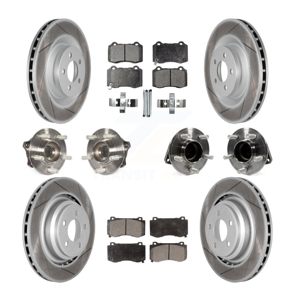 Front Rear Hub Bearings Assembly Coated Disc Brake Rotors And Ceramic Pads Kit (10Pc) For Dodge Charger Challenger KBB-112844