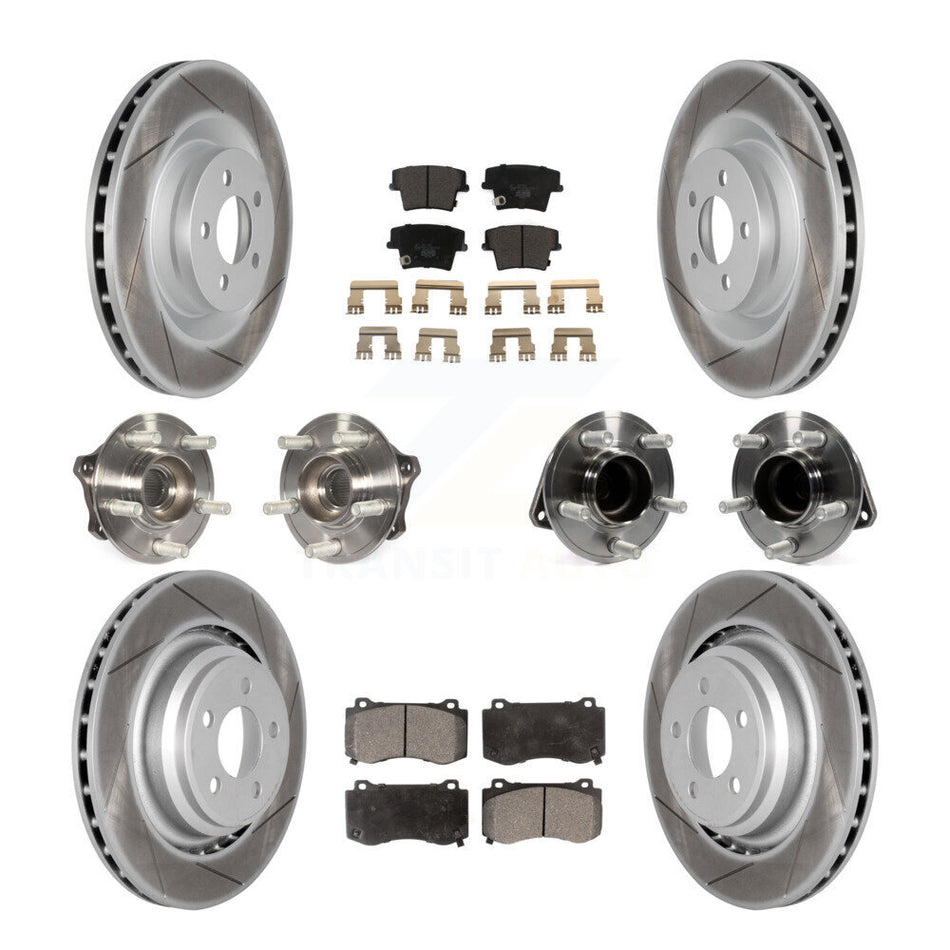 Front Rear Hub Bearings Assembly Coated Disc Brake Rotors And Ceramic Pads Kit (10Pc) For 2015 Dodge Charger R T Scat Pack with RWD 6.4L KBB-112845
