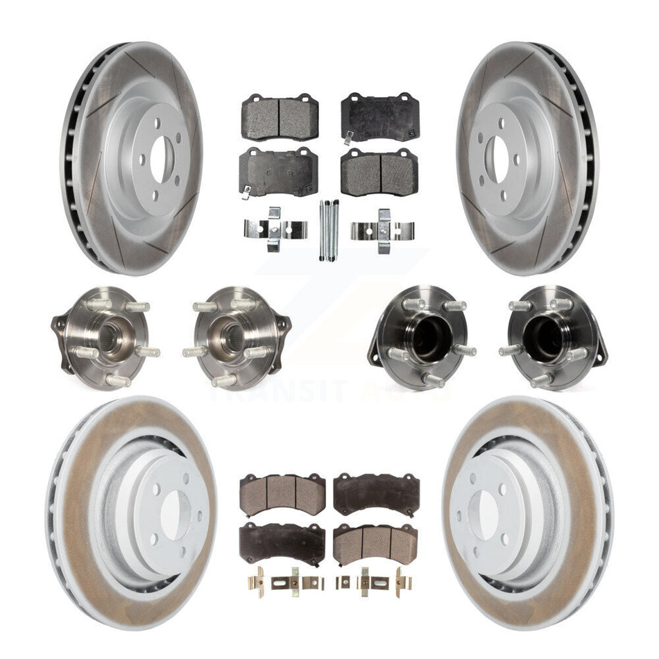 Front Rear Hub Bearings Assembly Coated Disc Brake Rotors And Ceramic Pads Kit (10Pc) For Dodge Challenger Charger KBB-112846
