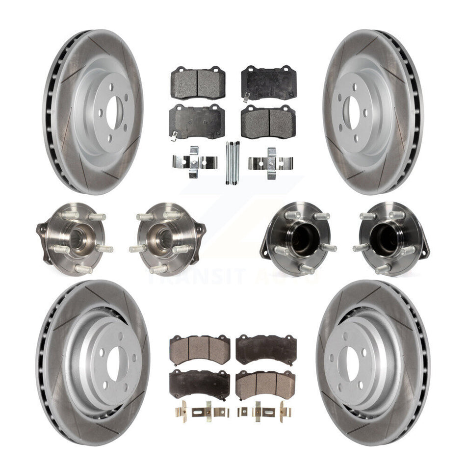 Front Rear Hub Bearings Assembly Coated Disc Brake Rotors And Ceramic Pads Kit (10Pc) For Dodge Challenger Charger KBB-112847
