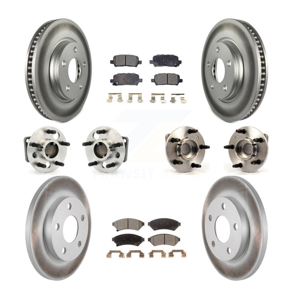 Front Rear Hub Bearings Assembly Coated Disc Brake Rotors And Ceramic Pads Kit (10Pc) For Pontiac Grand Prix Buick LaCrosse Allure KBB-112859
