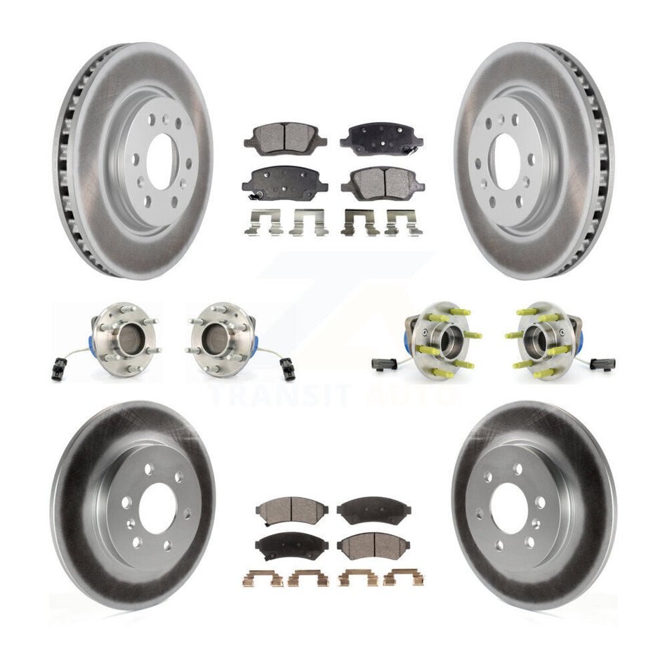 Front Rear Hub Bearings Assembly Coated Disc Brake Rotors And Ceramic Pads Kit (10Pc) For Chevrolet Uplander Buick Terraza Pontiac Montana 3 Hole Triangular Flange KBB-112863