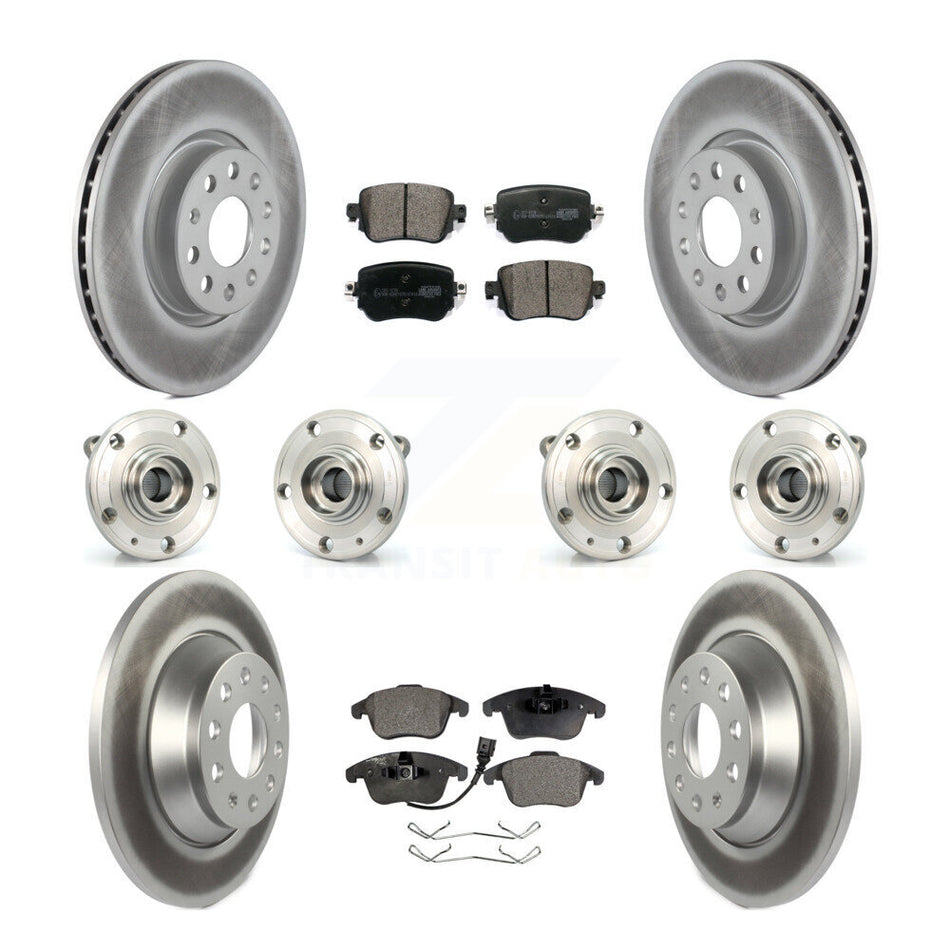 Front Rear Hub Bearings Assembly Coated Disc Brake Rotors And Ceramic Pads Kit (10Pc) For Audi Q3 Quattro KBB-112867