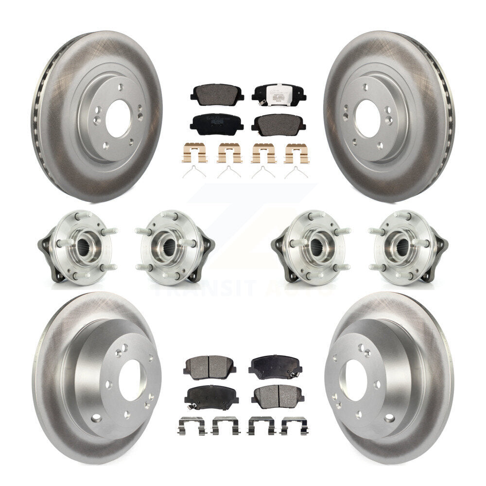Front Rear Hub Bearing Coated Brake Rotor & Pads Kit (10Pc) For 2014-2015 Kia Sorento AWD KBB-112873