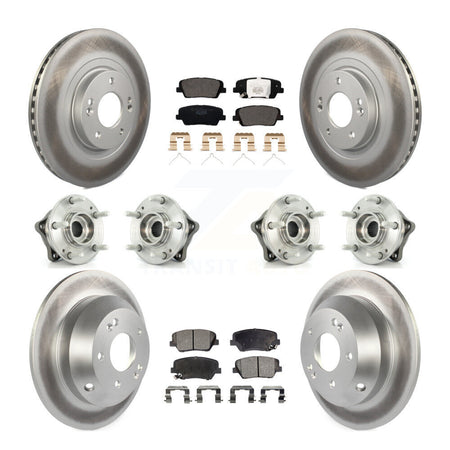 Front Rear Hub Bearing Coated Brake Rotor & Pads Kit (10Pc) For 2014-2015 Kia Sorento AWD KBB-112873