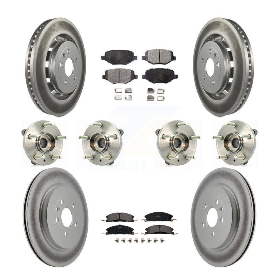 Front Rear Hub Bearings Assembly Coated Disc Brake Rotors And Ceramic Pads Kit (10Pc) For Lincoln MKS Ford Flex Taurus MKT KBB-112880