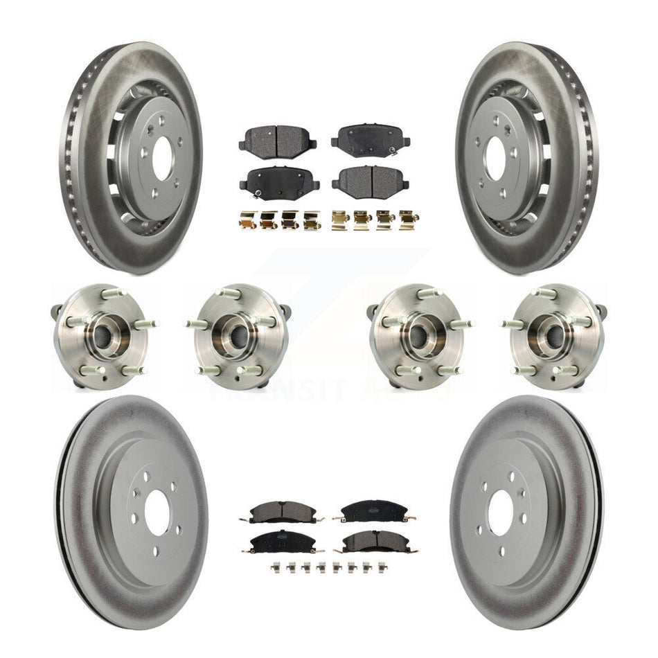Front Rear Hub Bearings Assembly Coated Disc Brake Rotors And Ceramic Pads Kit (10Pc) For Ford Flex Taurus Lincoln MKS KBB-112881