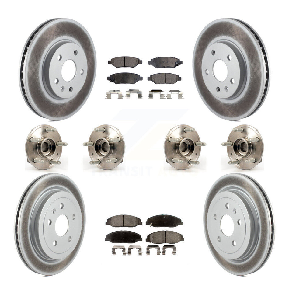 Front Rear Hub Bearings Assembly Coated Disc Brake Rotors And Ceramic Pads Kit (10Pc) For Cadillac CTS KBB-112887