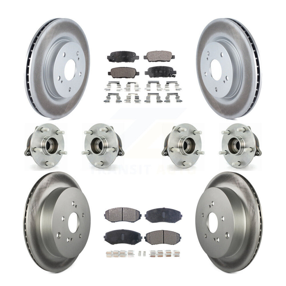 Front Rear Hub Bearings Assembly Coated Disc Brake Rotors And Ceramic Pads Kit (10Pc) For 2009-2013 Suzuki Grand Vitara KBB-112895