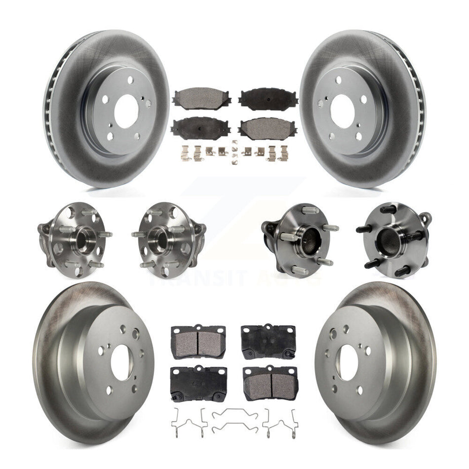 Front Rear Hub Bearings Assembly Coated Disc Brake Rotors And Ceramic Pads Kit (10Pc) For Lexus IS250 KBB-112915