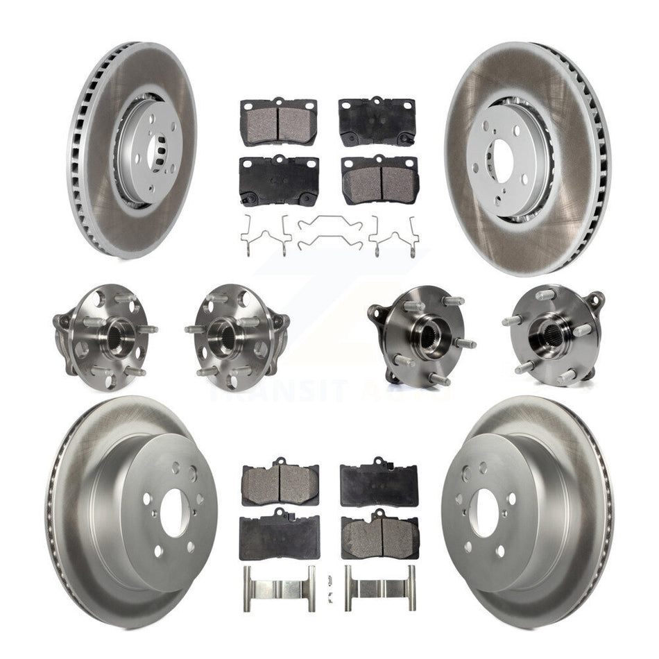 Front Rear Hub Bearings Assembly Coated Disc Brake Rotors And Ceramic Pads Kit (10Pc) For Lexus IS350 Vehicles Built Canadian Market KBB-112922