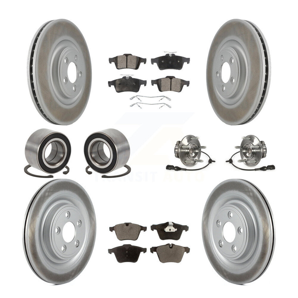 Front Rear Wheel Hub Bearings Assembly Coated Disc Brake Rotors And Ceramic Pads Shoes Kit (10Pc) For Jaguar XF XJ XK KBB-112934