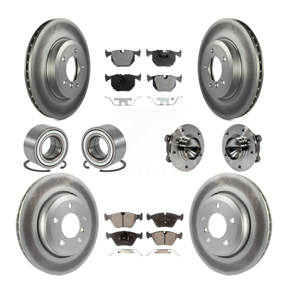 Front Rear Wheel Hub Bearings Assembly Coated Disc Brake Rotors And Ceramic Pads Shoes Kit (10Pc) For 2006 BMW 330Ci KBB-112936
