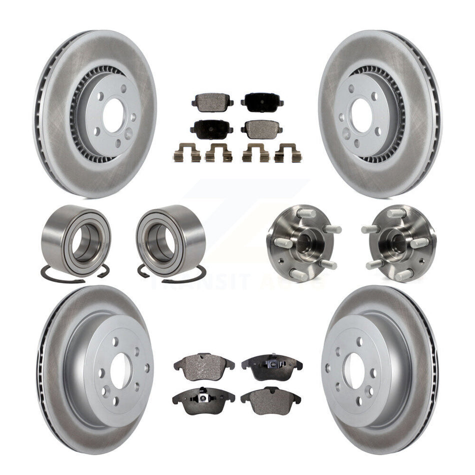 Front Rear Wheel Hub Bearings Assembly Coated Disc Brake Rotors And Ceramic Pads Shoes Kit (10Pc) For 2008-2011 Land Rover LR2 KBB-112940