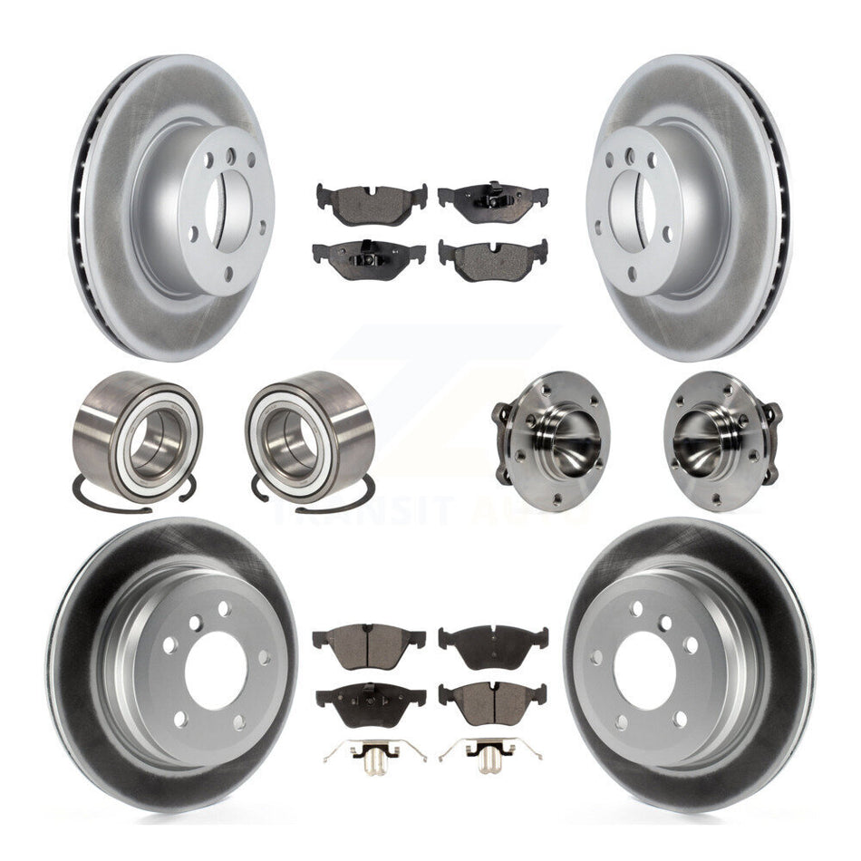 Front Rear Wheel Hub Bearings Assembly Coated Disc Brake Rotors And Ceramic Pads Shoes Kit (10Pc) For BMW 328i Wagon KBB-112945