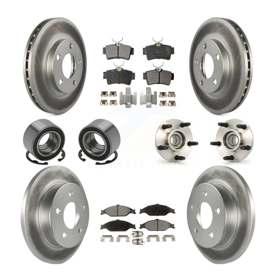 Front Rear Wheel Hub Bearings Assembly Coated Disc Brake Rotors And Ceramic Pads Shoes Kit (10Pc) For 2003 Ford Mustang SVT Cobra 10th Anniversary KBB-112952